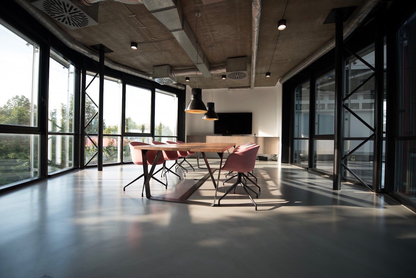 Light-filled architecture studio meeting room